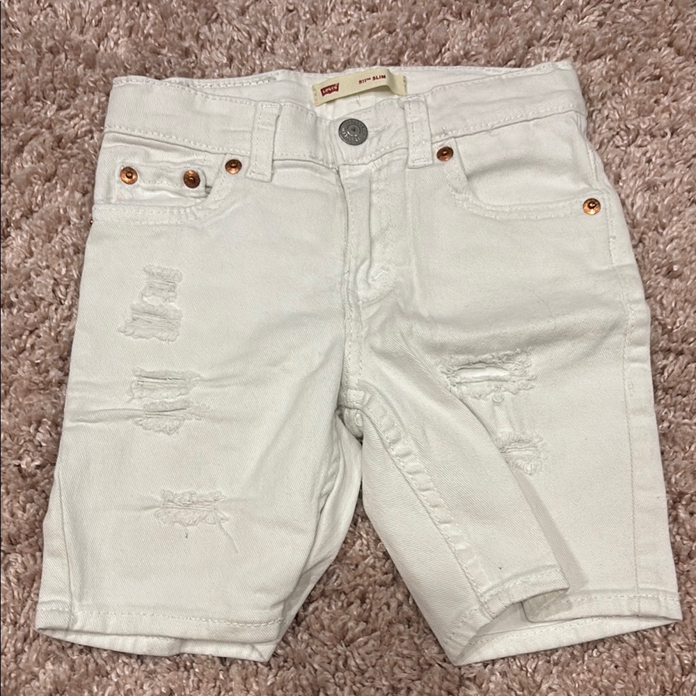 Boys Levi's Kids White Distressed Shorts